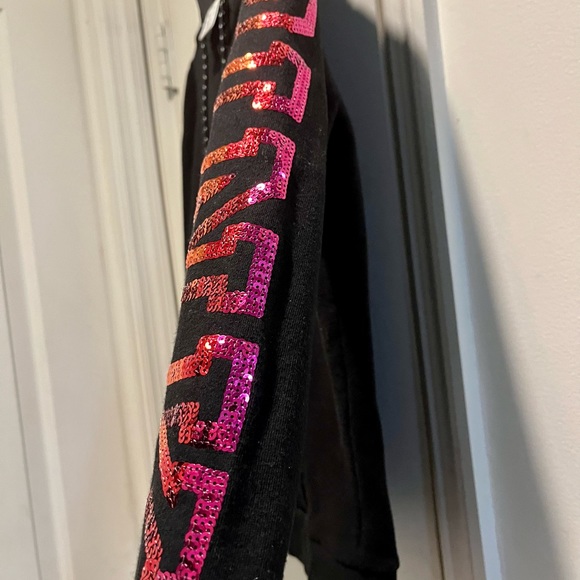 Pink VS sweatshirt with holographic glittery sequins and hoodie - Picture 8 of 16